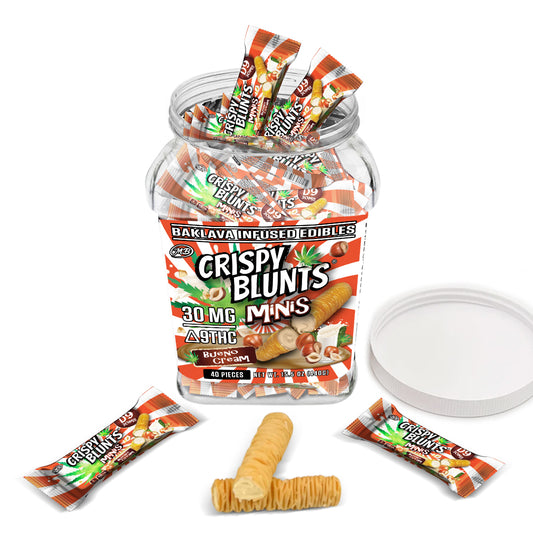 D9 minis 30mg each with Bueno Crispy Blunts Cream Crispy Phyllo Dough