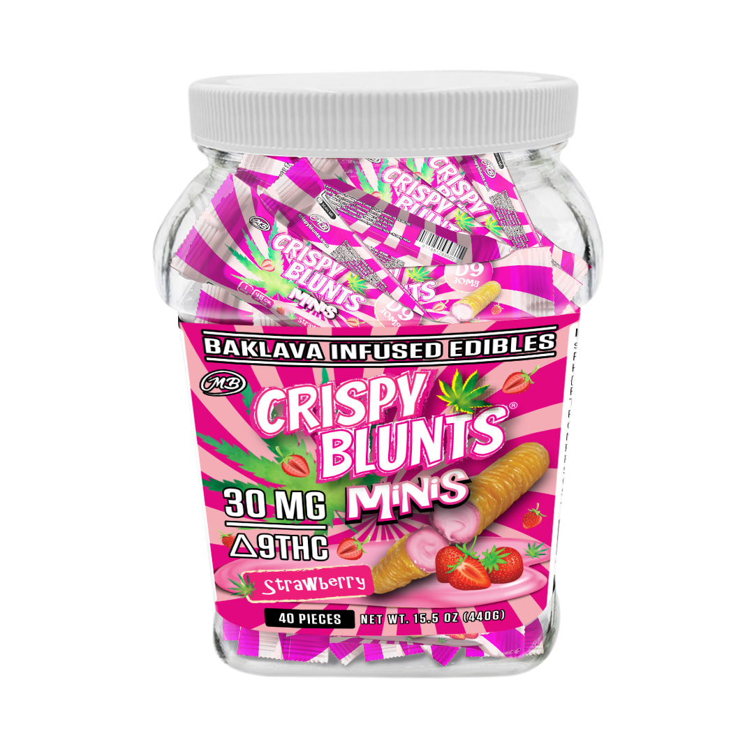 D9 minis 30mg each with Strawberry Crispy Blunts Cream Crispy Phyllo Dough