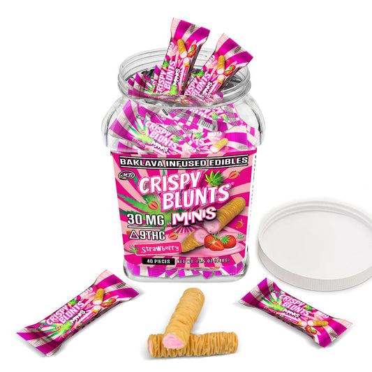 D9 minis 30mg each with Strawberry Crispy Blunts Cream Crispy Phyllo Dough