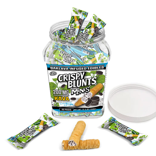 KAVA minis 200mg each with Cookies & Cream Crispy Blunts Cream Crispy Phyllo Dough