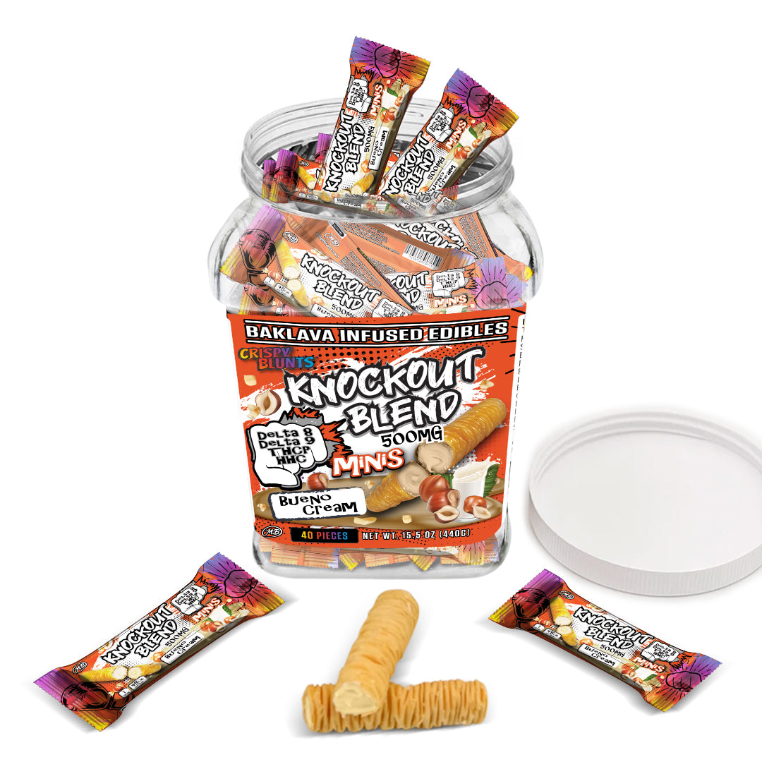 KO Knock Out minis 500mg each with Bueno Crispy Blunts Cream Crispy Phyllo Dough