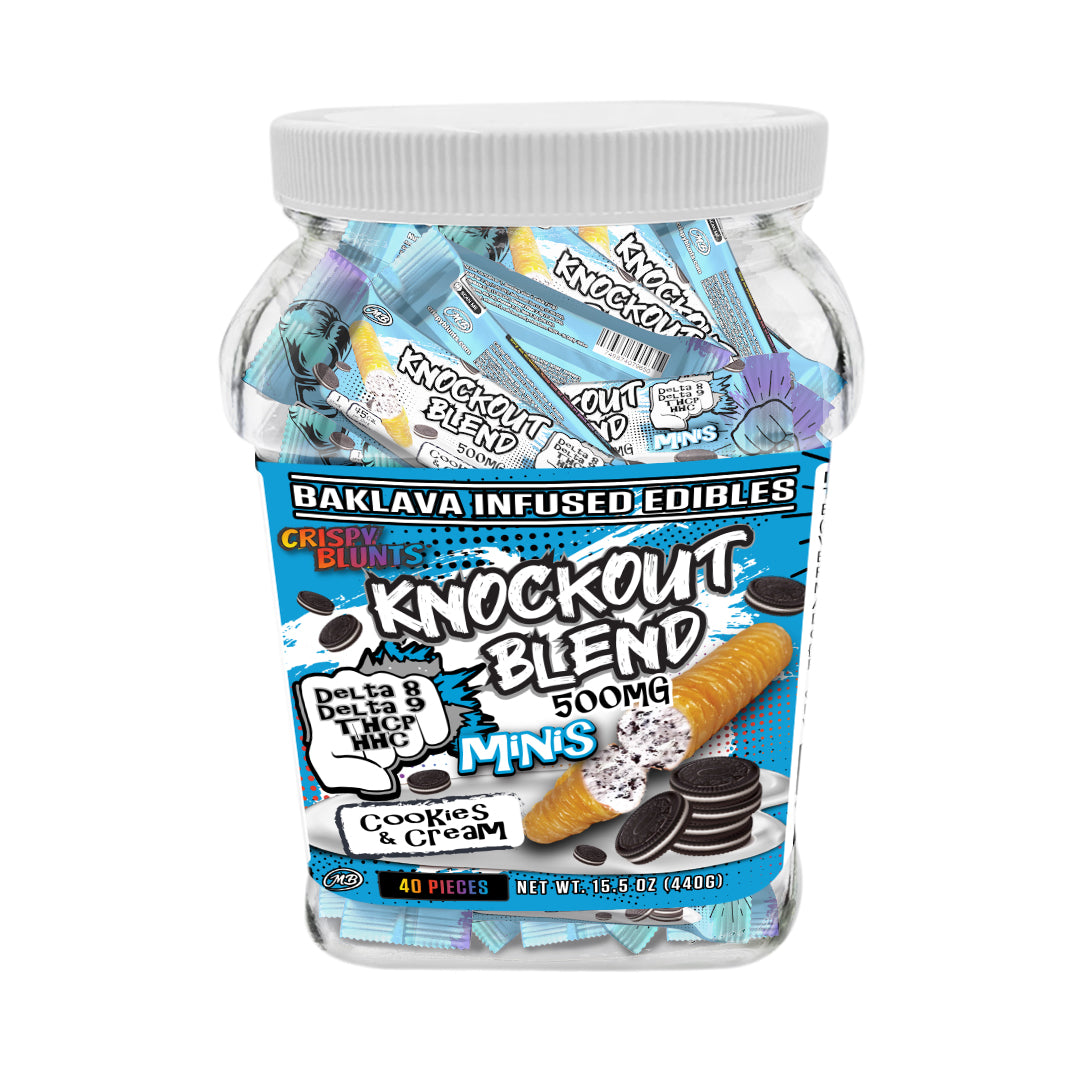 KO Knock Out minis 500mg each with Cookies & Cream Crispy Blunts Cream Crispy Phyllo Dough