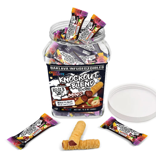 KO Knock Out minis 500mg each with Hazelnut Chocolate Crispy Blunts Cream Crispy Phyllo Dough