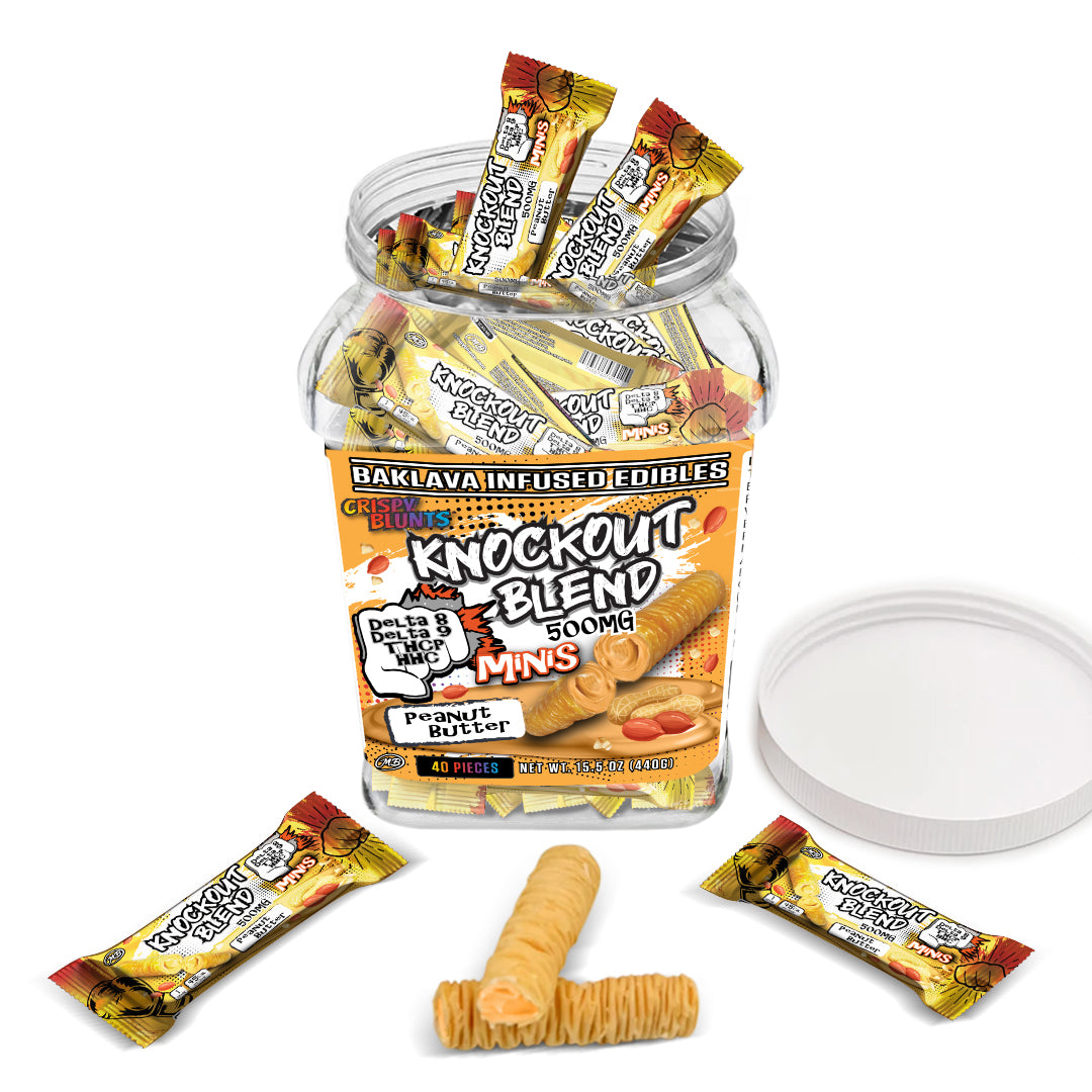 KO Knock Out minis 500mg each with Peanut Butter Crispy Blunts Cream Crispy Phyllo Dough