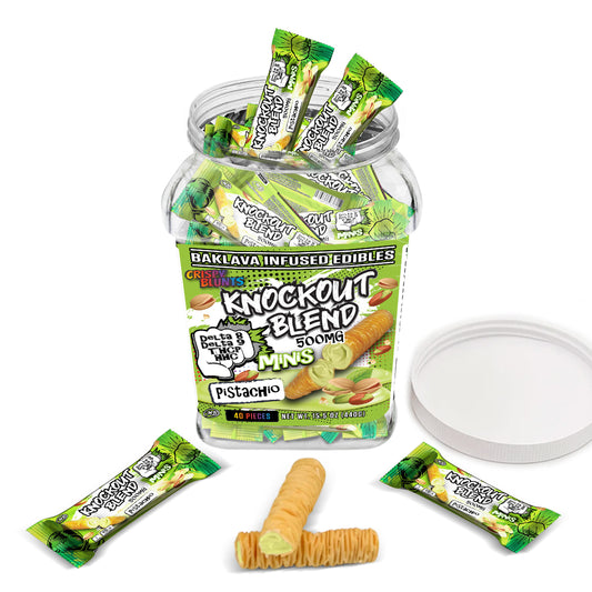KO Knock Out minis 500mg each with Pistachio Crispy Blunts Cream Crispy Phyllo Dough