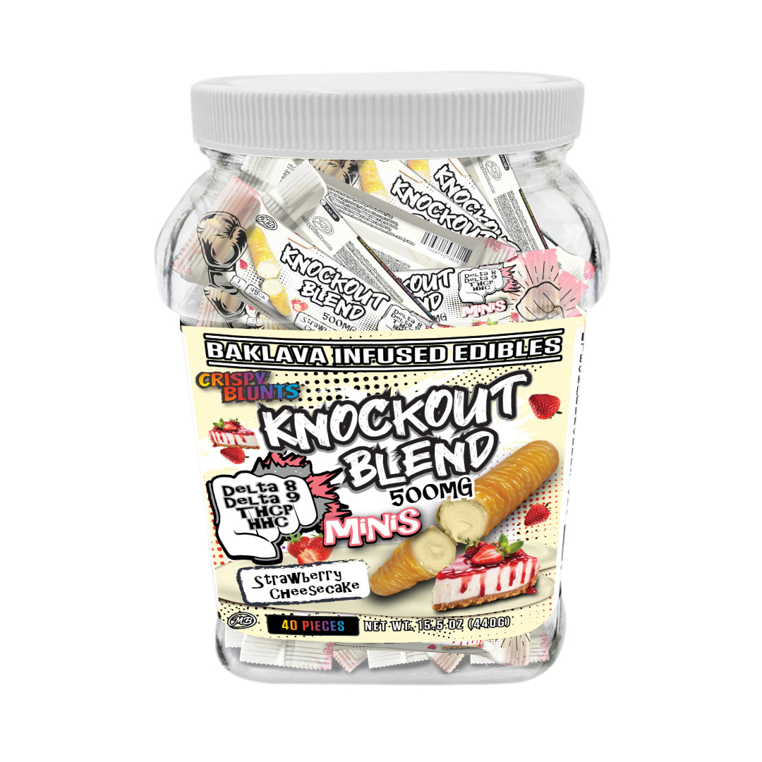 KO Knock Out minis 500mg each with Strawberry Cheesecake Crispy Blunts Cream Crispy Phyllo Dough