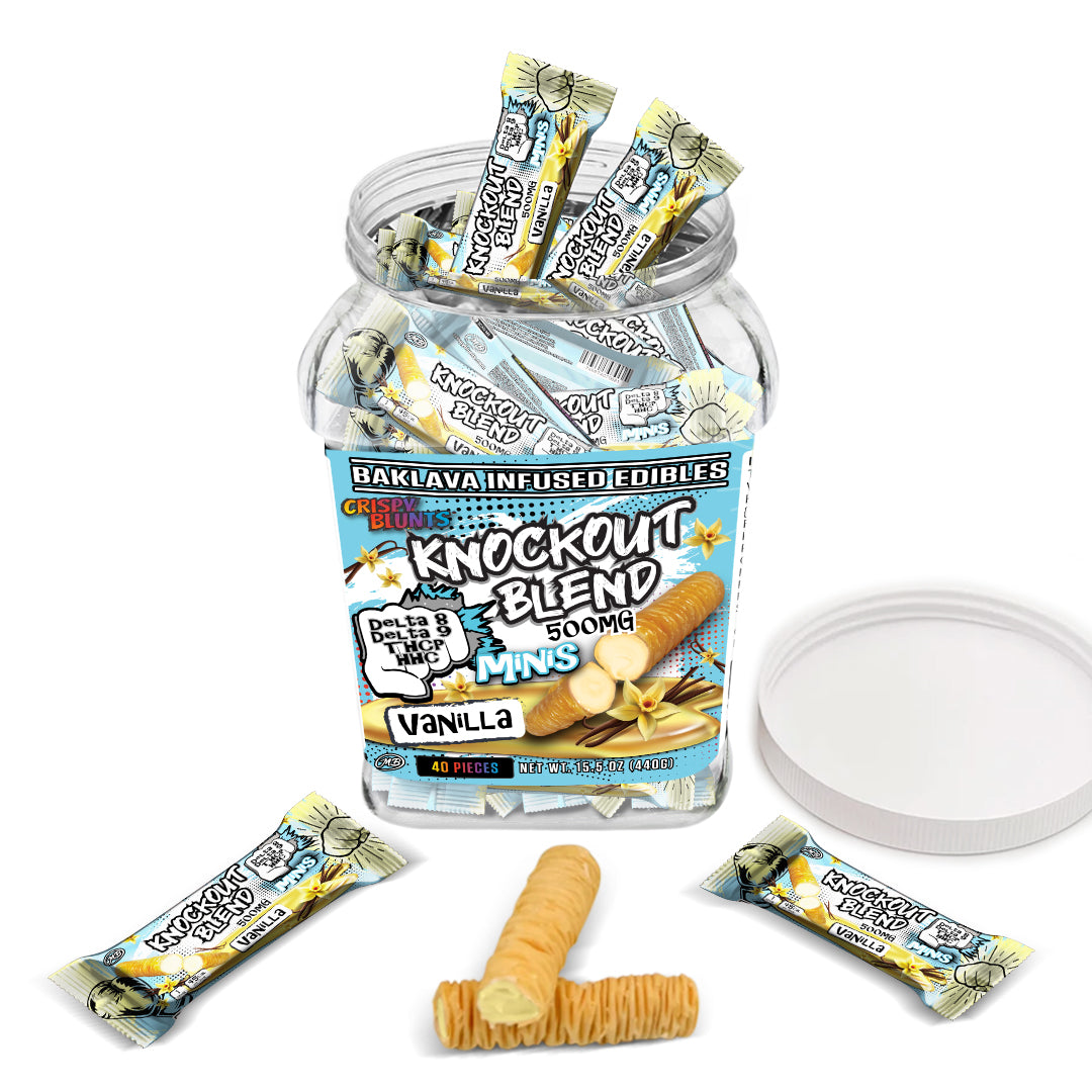 KO Knock Out minis 500mg each with Vanilla Crispy Blunts Cream Crispy Phyllo Dough