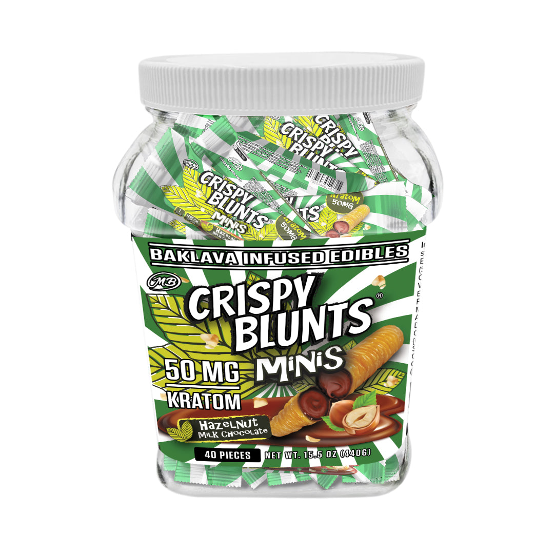 Kratom minis 50mg each with Hazelnut chocolate Cream Crispy Blunts Crispy Phyllo Dough