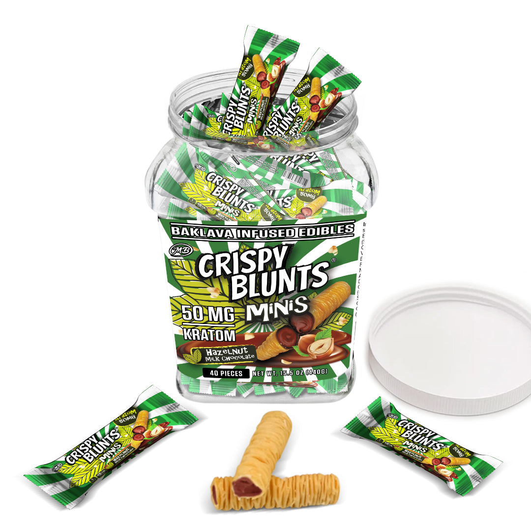 Kratom minis 50mg each with Hazelnut chocolate Cream Crispy Blunts Crispy Phyllo Dough