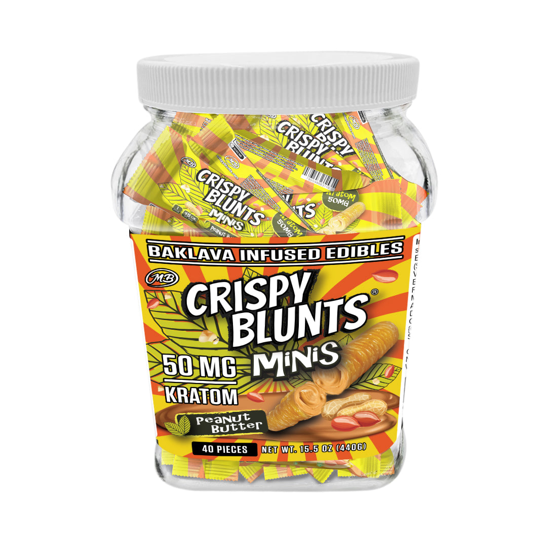 Kratom minis 50mg each with Peanut butter Cream Crispy Blunts Crispy Phyllo Dough
