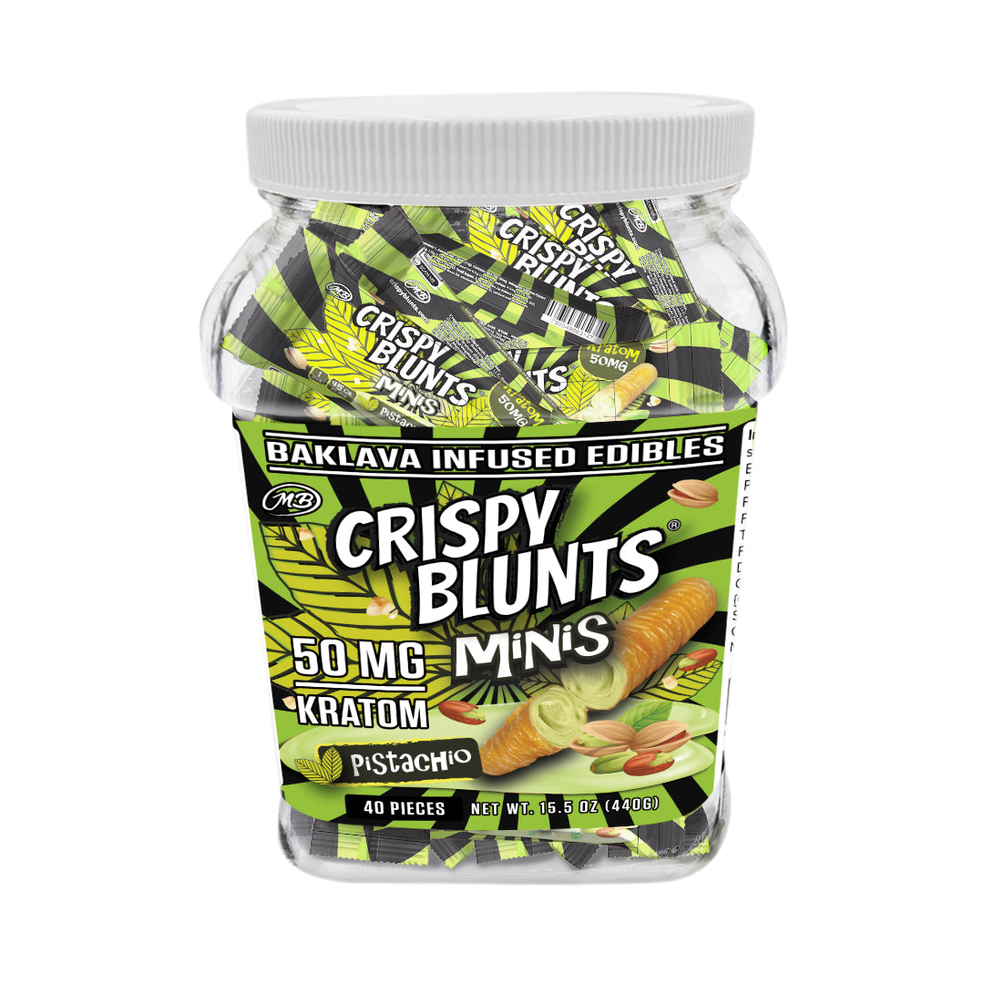 Kratom minis 50mg each with Pistachio Cream Crispy Blunts Crispy Phyllo Dough