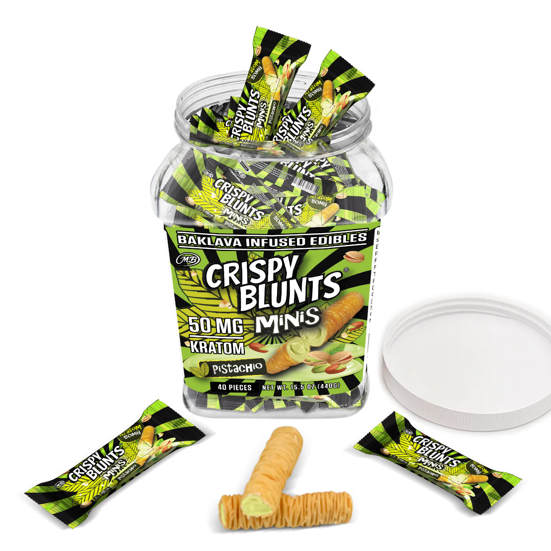 Kratom minis 50mg each with Pistachio Cream Crispy Blunts Crispy Phyllo Dough