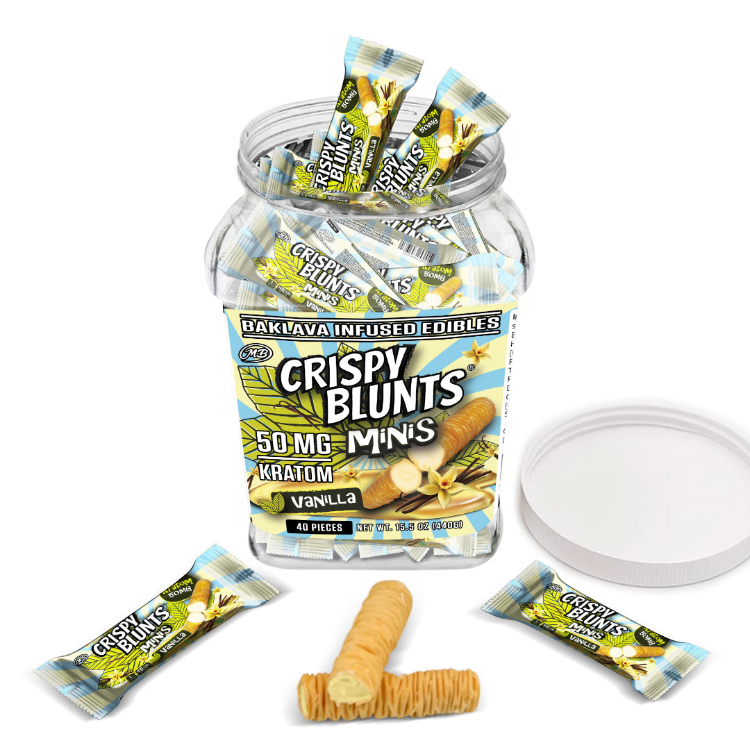 Kratom minis 50mg each with Vanilla Cream Crispy Blunts Crispy Phyllo Dough