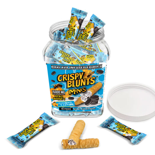MAD HONEY minis 15000mg each with Cookies & Cream Crispy Blunts Cream Crispy Phyllo Dough