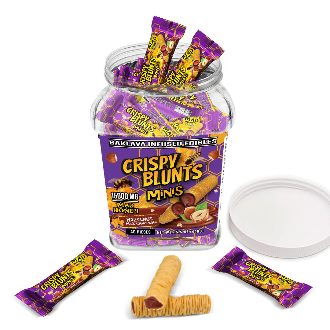 MAD HONEY minis 15000mg each with Hazelnut Chocolate Crispy Blunts Cream Crispy Phyllo Dough