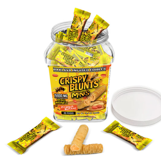 MAD HONEY minis 15000mg each with Peanut Butter Crispy Blunts Cream Crispy Phyllo Dough