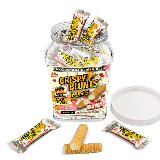 MAD HONEY minis 15000mg each with Strawberry Cheesecake Crispy Blunts Cream Crispy Phyllo Dough