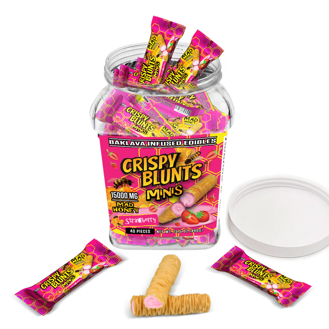 MAD HONEY minis 15000mg each with Strawberry Crispy Blunts Cream Crispy Phyllo Dough