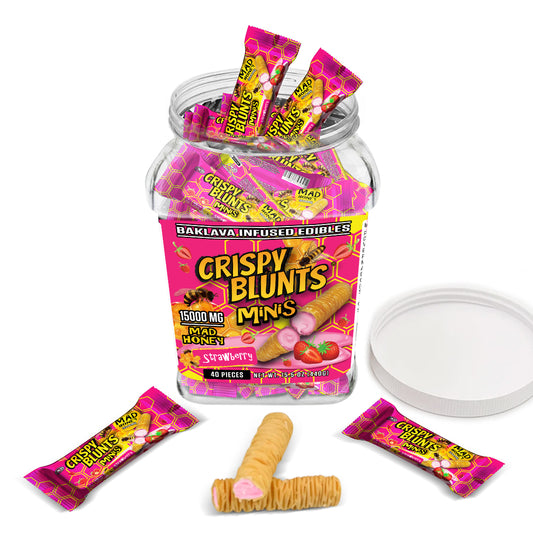MAD HONEY minis 15000mg each with Strawberry Crispy Blunts Cream Crispy Phyllo Dough