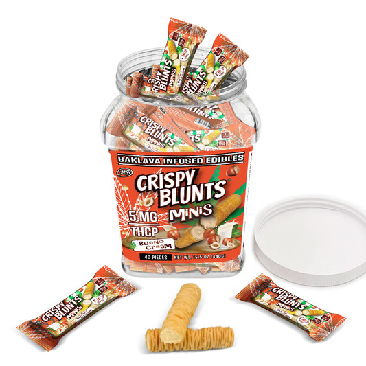 THCP minis 5mg each with Bueno Crispy Blunts Cream Crispy Phyllo Dough