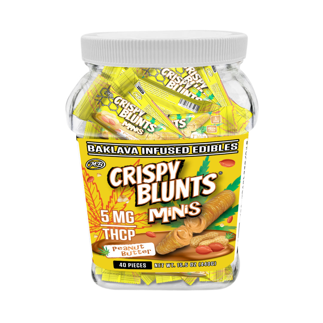 THCP minis 5mg each with Peanut Butter Crispy Blunts Cream Crispy Phyllo Dough