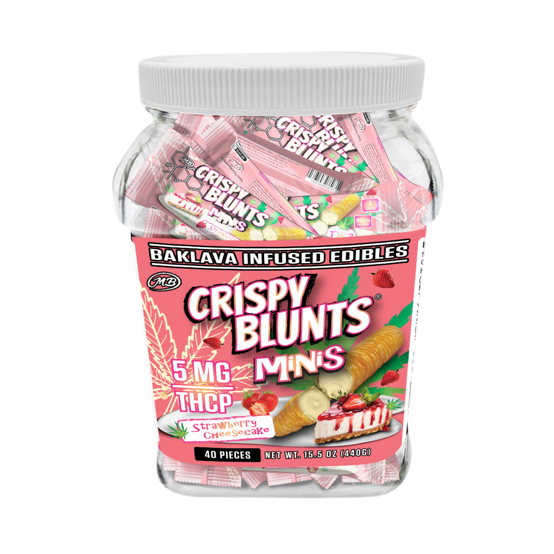 THCP minis 5mg each with Strawberry Cheesecake Crispy Blunts Cream Crispy Phyllo Dough