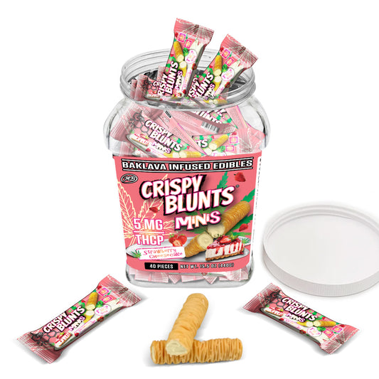 THCP minis 5mg each with Strawberry Cheesecake Crispy Blunts Cream Crispy Phyllo Dough