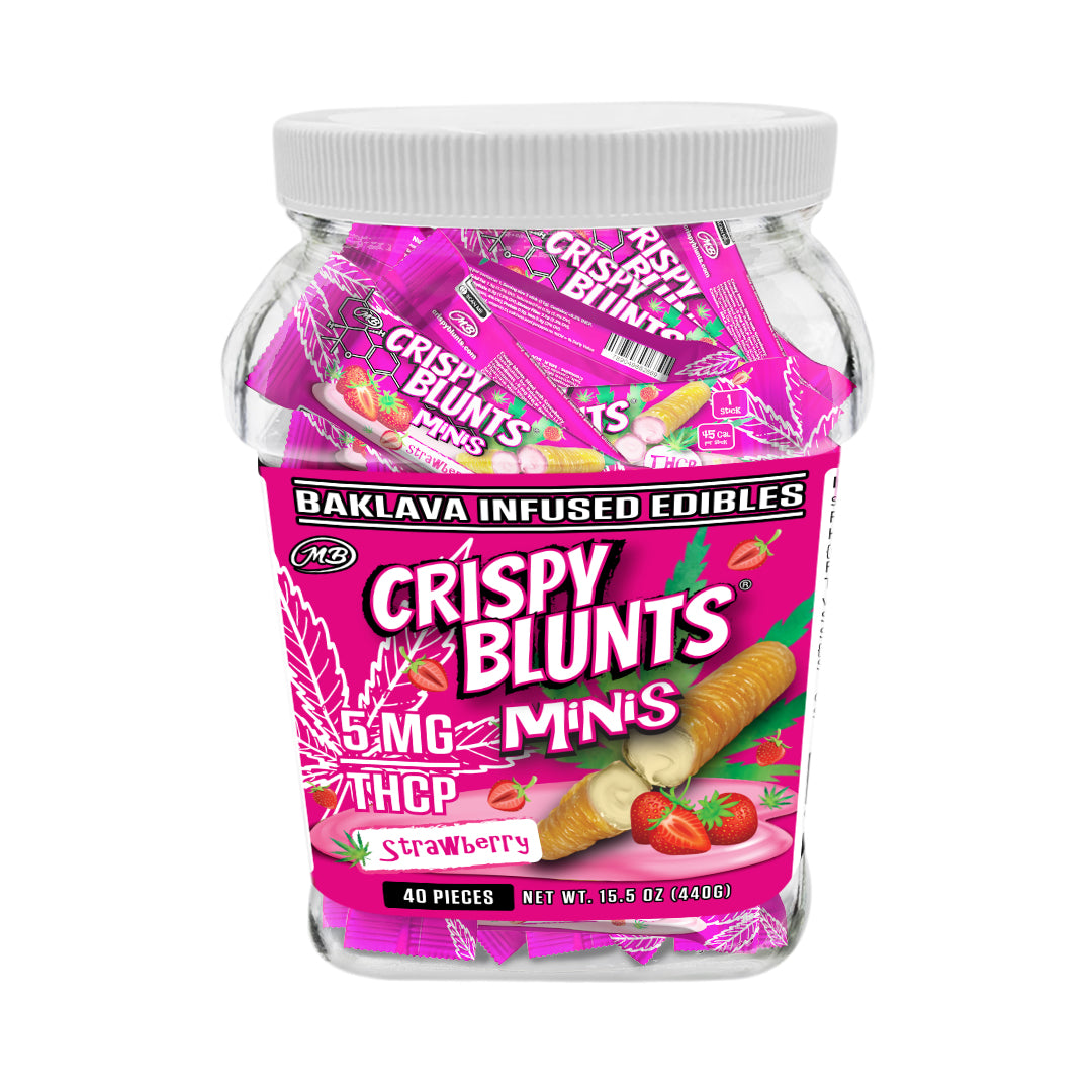 THCP minis 5mg each with Strawberry Crispy Blunts Cream Crispy Phyllo Dough