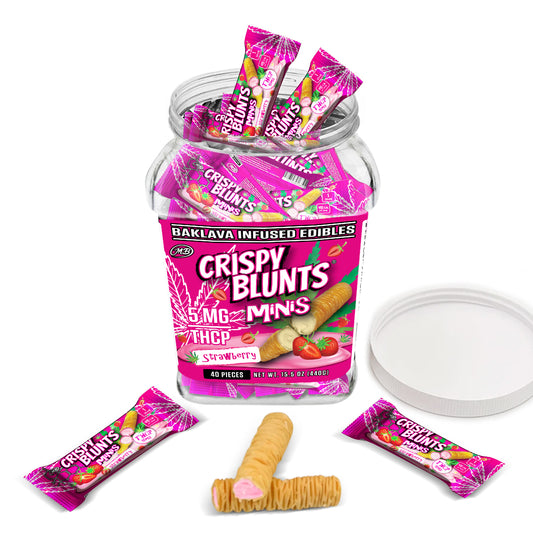 THCP minis 5mg each with Strawberry Crispy Blunts Cream Crispy Phyllo Dough