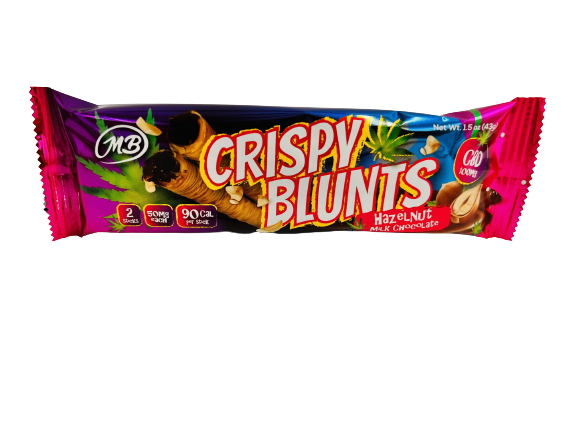 CBD 100mg with Hazelnut Chocolate Cream Crispy Blunts Crispy Phyllo Dough 2 Sticks 1.5 oz