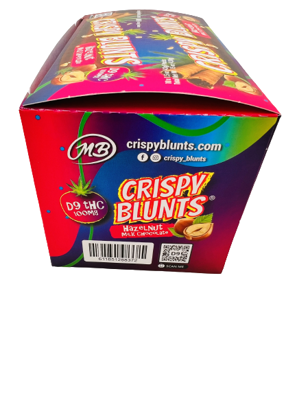 D9 Box of 10 (2 packs) 100mg with Hazelnut Chocolate Crispy Blunts Cream Crispy Phyllo Dough 2 Sticks 1.5 oz